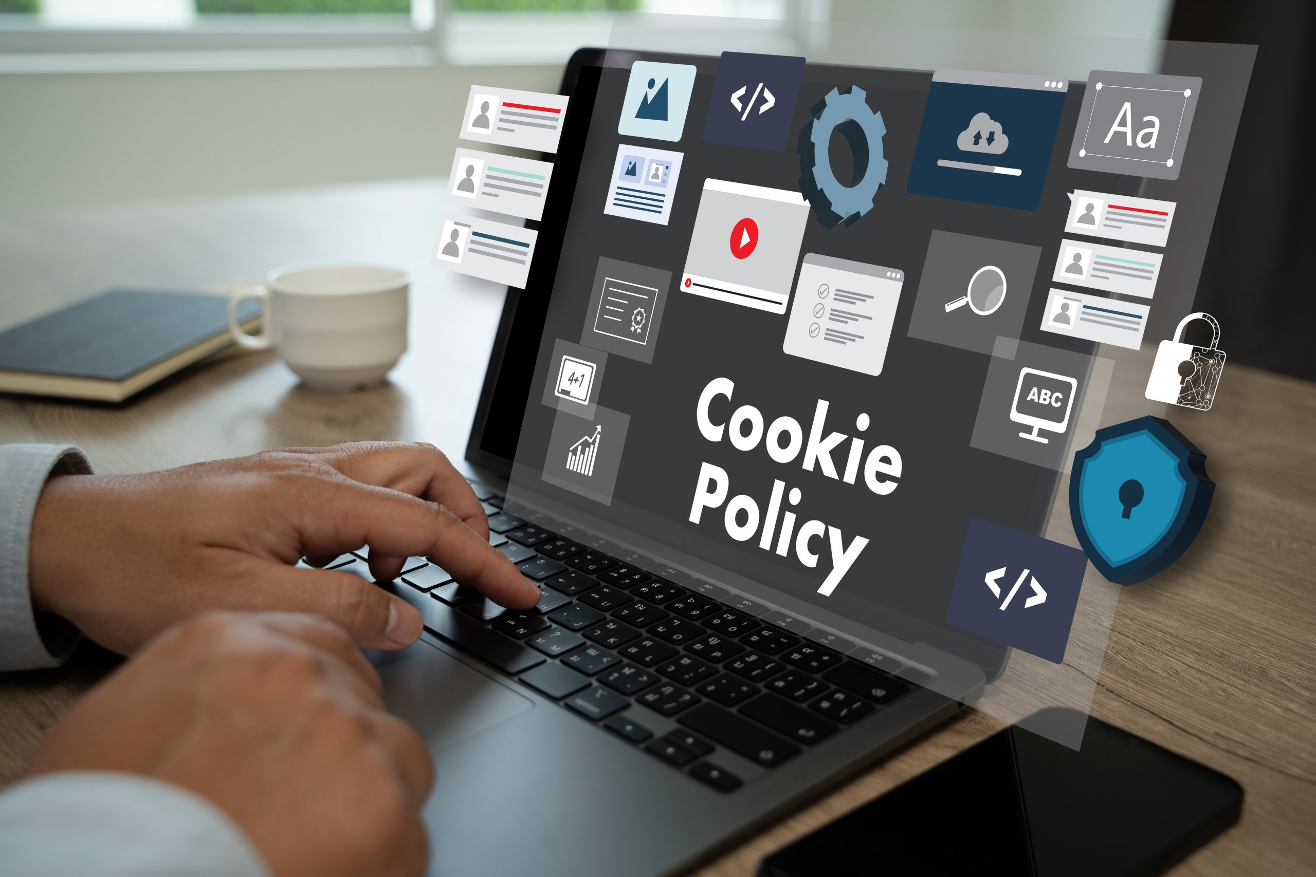 Allow all cookies and Cookie policy information pop-up window on laptop